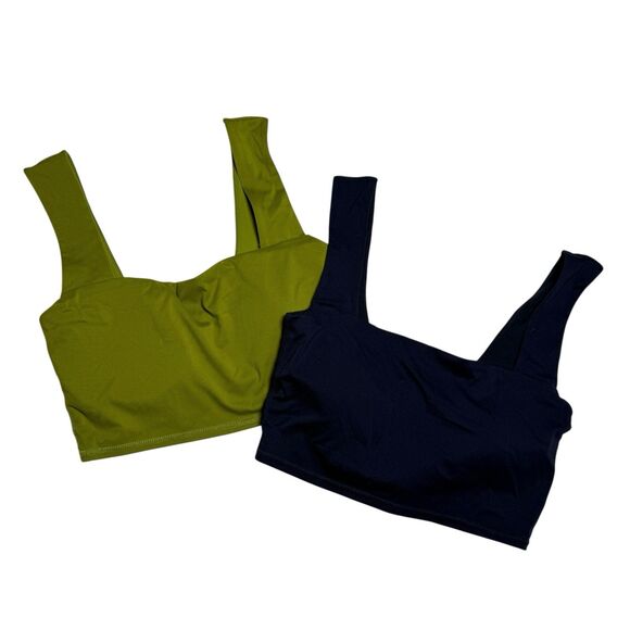 Popflex Womens Square Neck Sports Bra Lot of 2 Size M Gym Athleisure Yoga - Picture 1 of 3